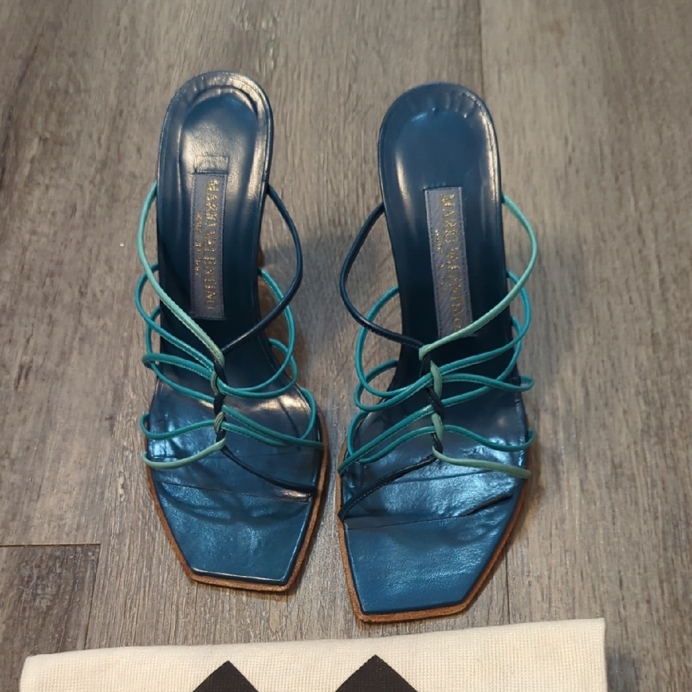 Mario Valentino Blue Strappy Heels - Picture 2 of 9